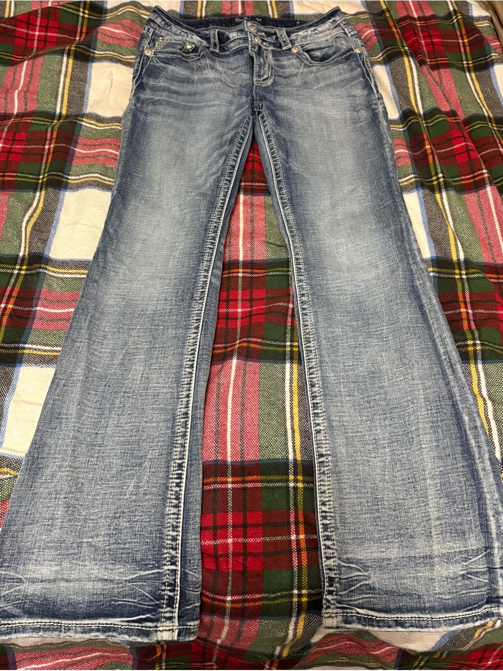 Womens Miss me bootcut jeans angel wing embellished bling pockets size 29x32